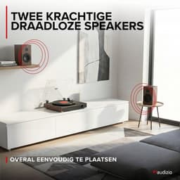 Platenspeler Bluetooth - Audizio RP337W - LP speler - Draadloze Bluetooth speakers - Voor alle plaatformaten - Houtlook — thumbnail 5