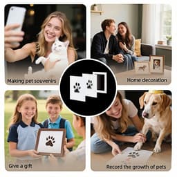 Pet Paw Print Pad - DIY Pet Photo Album - Pet Paw Print Set - Geschikt voor het maken van pootafdrukken van katten en honden - Met houten lijst - 2 printbare kaarten — thumbnail 5
