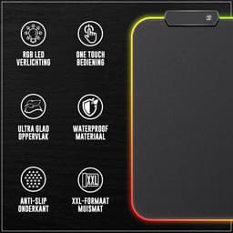Brightly® RGB Gaming Muismat XXL - RGB LED Verlichting Muismat - USB - Muismat LED - Antislip Muismat - 80 cm x 30 cm - Gaming Muismat - Met Verlichting - Waterproof - Extra Breed en Lang - Zwart — thumbnail 3
