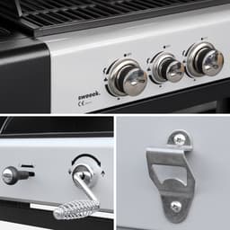 sweeek - 2-in-1 barbecue, gas en houtskool, 2 branders + 1 zijbrander, gietijzeren roosters, thermometers - marsac — thumbnail 2