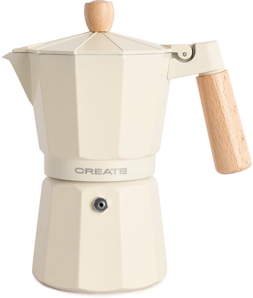 CREATE - Italiaanse koffiezetter - Gebroken wit - Zonder inductieadapter - 6 kopjes / 350ml - THERA MOKA RETRO — afbeelding 1