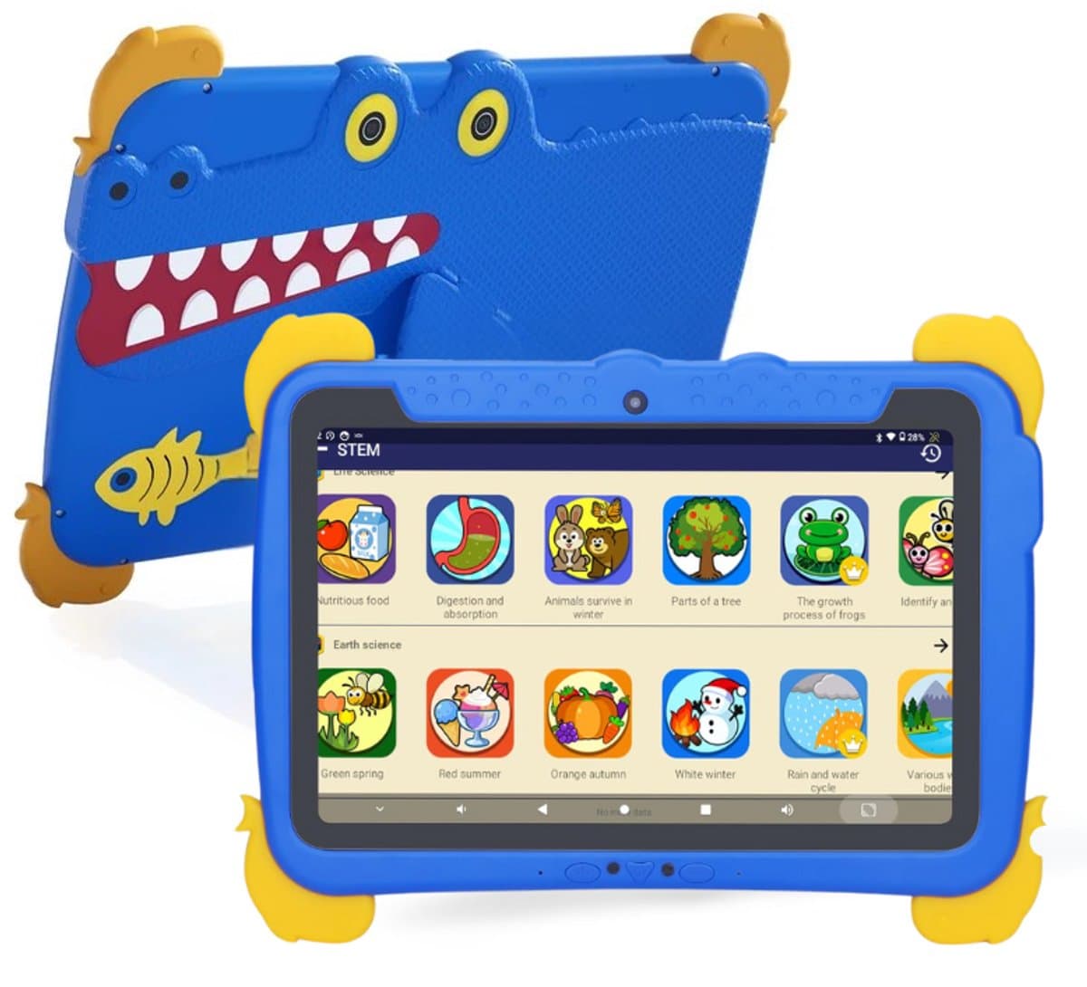C Idea KinderTablet 10 Inch - KinderTablet - Blauw - Android 15.0 - 64GB - 4GB RAM - 10000 mAh Batterij - Quad Core Processor - Met Smart Watch - Met Touchscreen Pen - Met Leuke Accessoires — afbeelding 1
