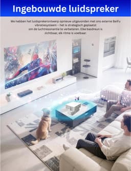 Mini Beamer - Film Projector met Bluetooth - Draagbare Beamer - 4K Kwaliteit - Wit — thumbnail 3