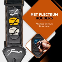 Finesse Gitaarband met Plectrumhouders - Verstelbaar - Katoen - Akoestische & Elektrische Gitaar - Gitaarriem - Gitaar Strap - Guitar Strap — thumbnail 3