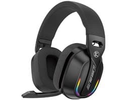 Ntech - Gaming Headset met Microfoon en RGB Light Zwart - koptelefoon draadloos - Draadloze Game Headset 2.4GHz, USB C Geschikt voor PS4, Xbox One, Xbox Series, PC en Nintendo Switch 2 - Bluetooth Gaming Headsets