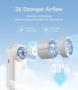 Draagbare Handheld Turboventilator - Oplaadbare Mini-v fan met LED-display en 5 Windstanden voor Buiten en Vakantie — thumbnail 1