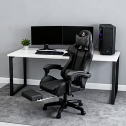 Gotagee Bureaustoel Gamingstoel Ergonomische Gamestoel Met Lendensteun un voetpedalen Hoogte en Ligfunctie Zwart — thumbnail 4