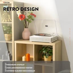 Platenspeler Bluetooth (in/uit) - Fenton RP162W - retro platenspeler met speakers (stereo) en mp3 speler - Wit — thumbnail 2