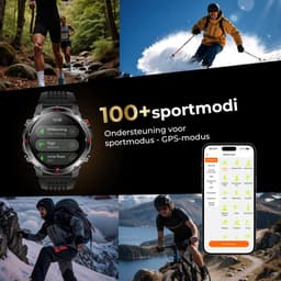 Golden Sound GPS Smartwatch Heren - 1.46'' AMOLED Display - GPS 5 satellieten - 5ATM Waterdicht - 200+ sportmodi - Belfunctie - Barometer - Stappenteller - Bloeddrukmeter - Hartslagmeter - 540 mAh - Dark Grey — thumbnail 2