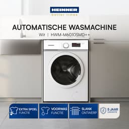 Heinner HWM-M6010SMD++ Slanke Wasmachine 6 kg – 15 Wasprogramma’s – 1000 tpm – Kinderslot – Digitaal Display – Wit – 5 Jaar Garantie — thumbnail 5