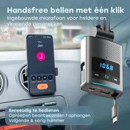 Audyn Bluetooth Transmitter - Autolader - 80W - FM Transmitter - USB C & 8-pin - Auto Oplader - Carkit — thumbnail 3