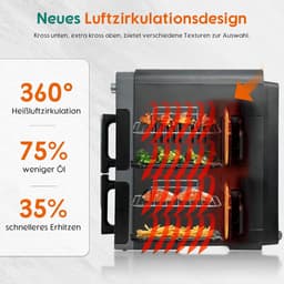 Dubbele XL Airfryer 10 Liter - 2400W Heteluchtfriteuse met 2 Kamers en Synchronisatie — thumbnail 2