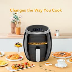 Airfryer oven - Hetelucht friteuse - 8 liter - 8 programma's - 1500 watt - zichtvenster - LED touch screen - RVS, zonder BPA + receptenboek — thumbnail 4