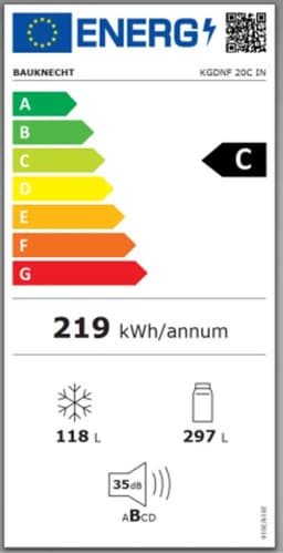 Bauknecht KGDNF 20C IN | Koelvriescombinatie | RVS | C label | Nofrost — thumbnail 2
