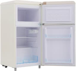 Koelkast, dubbeldeurs 46 x 45 x 91 cm, totale inhoud 72 liter, vriesvak 21 liter, jaarlijks stroomverbruik 120 kWh, ledverlichting, energielabel E, verkrijgbaar in meerdere kleuren, geschikt voor keukens, kinderkamers en appartementen. — thumbnail 4
