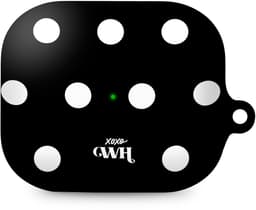 xoxo Wildhearts hoesje geschikt voor AirPods Pro 3 - Polka Dots (Zwart) - Ook als telefoonhoesje verkrijgbaar - schokbestendige case - koptelefoonhoesje - Beschermhoes met stippenpatroon - Zwart met witte stippen — thumbnail 1