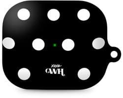 xoxo Wildhearts hoesje geschikt voor AirPods Pro 3 - Polka Dots (Zwart) - Ook als telefoonhoesje verkrijgbaar - schokbestendige case - koptelefoonhoesje - Beschermhoes met stippenpatroon - Zwart met witte stippen