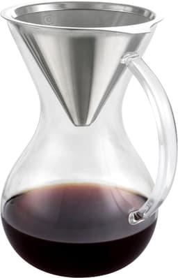 Pour Over Koffiepot - Koffiezetter - Koffie Opgietkan - Glas - Rvs - 600Ml — thumbnail 3