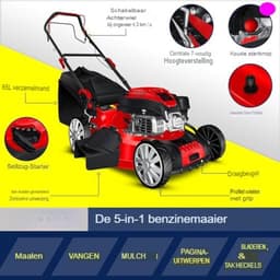 Grasmaaier benzine zelfrijdend - Grasmaaier benzine zelftrekkend - 4-taktmotor - Schnittbreite 55cm/Rood - Zwart — thumbnail 4