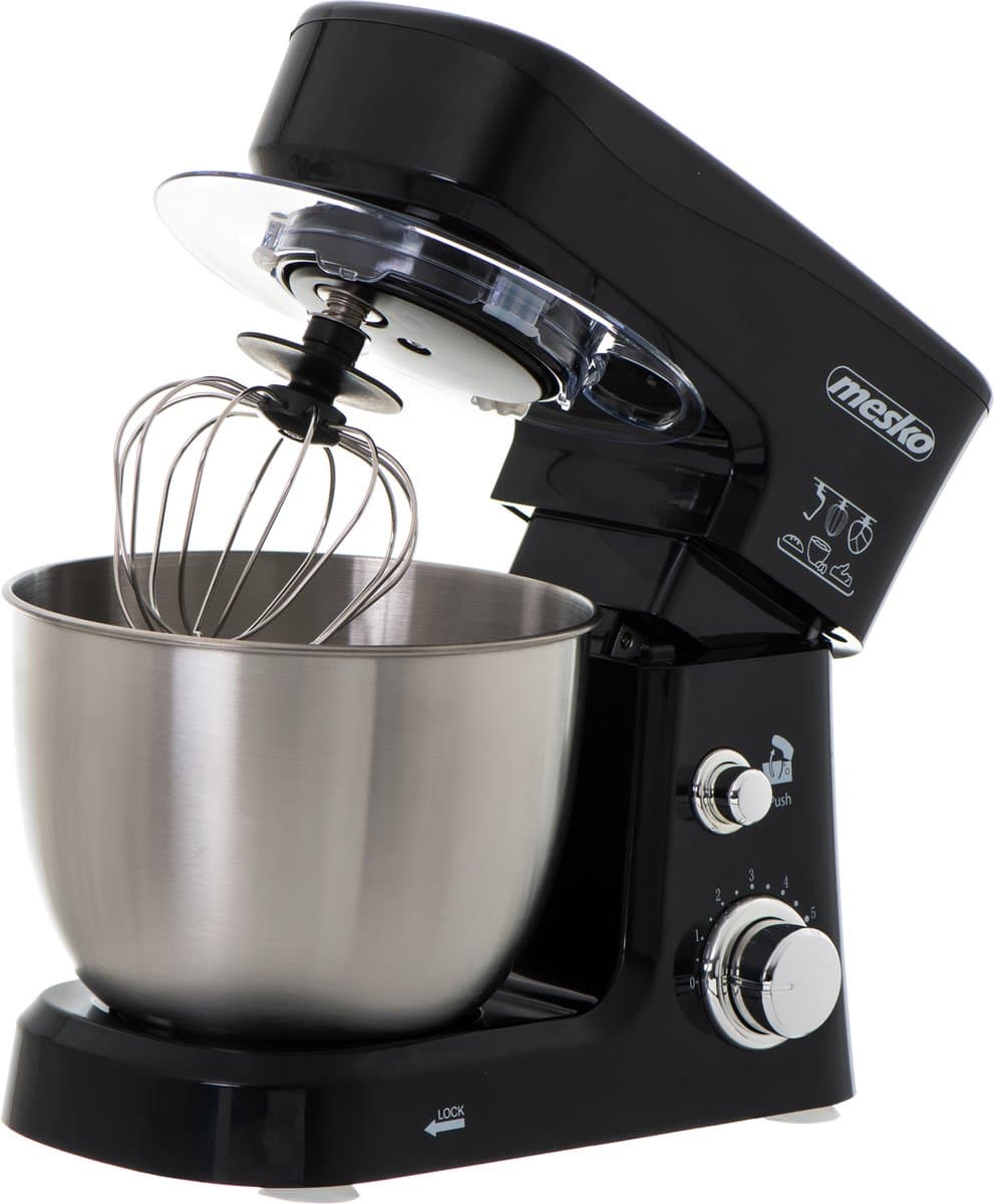 Mesko MS 4217 - Keukenmachine - Keukenrobot - Keukenmixer - 1200W - Zwart - Anti-Spatdeksel - Compleet met accessoires — afbeelding 1