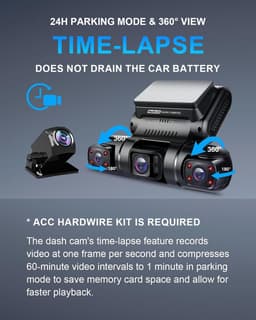 Dashcam 4-kanaals - Auto camera - Veilige ritten - Ingebouwde GPS - 1080P FHD - Zwart — thumbnail 2