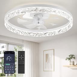 Plafondventilator met verlichting stil dimbaar LED plafondventilator 6 snelheden timer afstandsbediening 50,8 cm wit — thumbnail 1