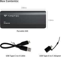 Externe SSD - Draagbare Opslag - Snelle Data Transfer - Ultralicht Aluminium - 2 TB - Zwart — thumbnail 3