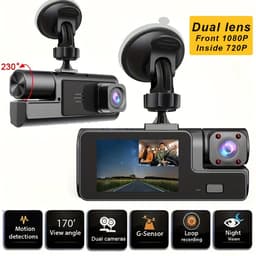 Dual Dashcam 1080P Voor- en 720P Achtercamera – Full HD Auto Camera – Loop Recording – G-Sensor – Nachtzicht – Parkeermodus — thumbnail 1