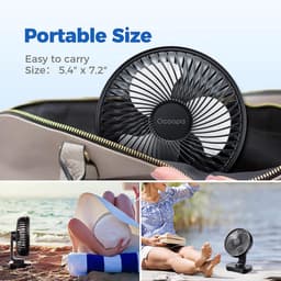 Mini Tafelventilator USB Oplaadbaar 4000mAh - Stil Bureauventilator - 4 Snelheden - Opvouwbaar & Draagbaar Zwart — thumbnail 2