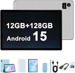 SnelShoppen - 10.1 inch Android 15 Tablet met 12GB RAM, 128GB Opslag, 8000mAh Batterij, 1280 x 800 Touchscreen, 5G Bluetooth/WiFi, Bundel met Case, To — thumbnail 1