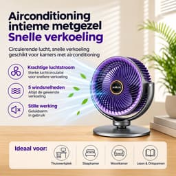 Staande Circulatieventilator met Afstandsbediening en Luchtbevochtiger - 4 Windsnelheden - Oscillatie 90°/120°/150° - Timer 3/6/9 uur - Verstelbare Hoogte - Zwart — thumbnail 3