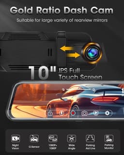 SnelShoppen - Dual 1080P Mirror Dashcam met Achteruitrijcamera 10-Inch IPS Touchscreen, 170° + 140° Hoek, Nachtzicht en Waterdicht - Auto Camera Voor — thumbnail 5
