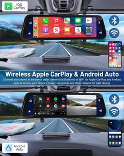 SnelShoppen - Dashcam Auto Spiegel 9.66'' met Achteruitrijcamera, Carplay Android Auto, Stembesturing, GPS, Nachtzicht, Loopopname, G-Sensor, Parkeerb — thumbnail 5