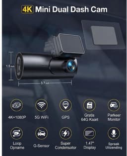 JCP® Draadloze Dashcam - Draadloos CarPlay-Scherm - Dashcam met CarPlay - Zwart - 3cm x 5cm x 10cm — thumbnail 3