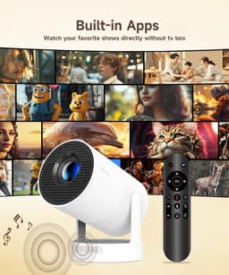 SnelShoppen - Draagbare Projector met Android 14, Miniprojector 4K 1080P Full HD, 260 ANSI, 5G WiFi, BT 5.4, Bioscoopprojector met 180° Draaibaarheid — thumbnail 5
