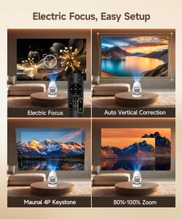 SnelShoppen - Draagbare Projector met Android 14, Miniprojector 4K 1080P Full HD, 260 ANSI, 5G WiFi, BT 5.4, Bioscoopprojector met 180° Draaibaarheid — thumbnail 2