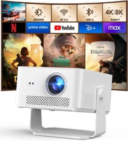 SnelShoppen - Mini Beamer Projector 4K 8K Ondersteuning, Native 1080P, WiFi 6, BT 5.4, Autofocus, Keystone-correctie, 180° Rotatie, 15W Luidspreker vo — thumbnail 1