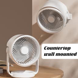 Oplaadbare bureauventilator (wit) – 4 snelheden, krachtige luchtstroom, 90° draaibaar, stil, voor slaapkamer, kantoor of buiten — thumbnail 2