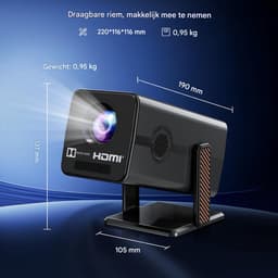 Mini Beamer 1080P Full HD - Android TV Projector - 4K Ondersteuning - WiFi 6 - Bluetooth 5.2 – Automatische Keystonecorrectie – Draagbaar ontwerp – Thuisbioscoop – 25,8 x 13,8 x 14,6 cm - 1 stuk - Zwart — thumbnail 2