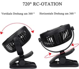 Mini-USB-ventilator, draagbare clip-tafelventilator met oplaadbare 800 mAh-accu; kleine tafelventilator voor slaapkamer, kantoor of kinderwagen — thumbnail 5