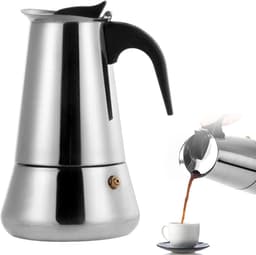 Italiaanse koffiemaker - Percolatiekoffiemaker - Italiaanse mokapot - Franse koffiemaker - Europese espresso - Roestvrij staal - 12 kopjes - 600 ml - Zilver — thumbnail 1