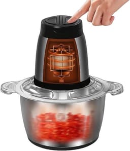 Elektrische Vleesmolen - Keukenmachine Hakker - Snel Ingrediënten Snijden - 2 Snelheden Instelbaar - 2 Liter Kom - Zilver — thumbnail 1
