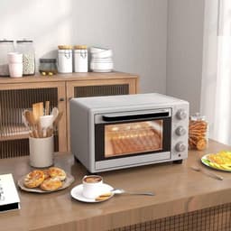Mini Oven - Tafeloven - Koken en Bakken - Instelbare Temperatuur - 21 Liter - Zilver — thumbnail 3