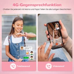 FOSMET 4G Smartwatch Kinderen - 2026 - GPS Horloge Kind met Telefoonfunctie - 1,83 Inch - SOS Knop & Videobellen - Dubbele Camera 3 MP - 1000mAh - Voor 4-12 Jaar - Voor Meisjes - Android & iOS - Roze — thumbnail 5