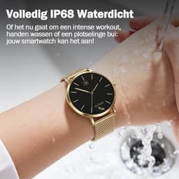 Synyq Liva AMOLED Smartwatch Dames – 40mm – 3 Bandjes - Horloge Dames – Stappenteller - Sporthorloge Dames - Hartslagmeter - Bloeddrukmeter - Slaapmonitor - Geschikt voor iOS/Android - Gold — thumbnail 3