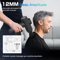 Spier Massagedeton - Herstel Gun - Spierpijn Verlichten - 30 Snelheden 6 Koppen - 12mm Diepte - Zwart — thumbnail 5