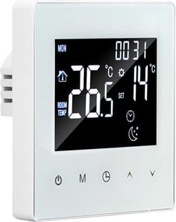 Digitale Thermostaat - Temperatuurregelaar Vloerverwarming - Energie Besparen - Programmeerbaar LCD Scherm - 89x86mm - Wit — thumbnail 5