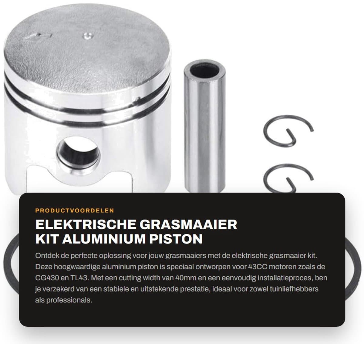 Dailygoods - Elektrische Grasmaaier Kit - Aluminium Piston - Eenvoudige Installatie - 40mm - Vervanging voor 43CC Motoren - Geschikt voor CG430 TL43 — afbeelding 1