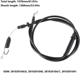 Dailygoods- Koppelingskabel 1570mm - Compatibel met ATCO Quattro 19S/19SE - Soepele bediening - Betrouwbare materialen - Onderdeelnummer 381030104/0 - Grasmaaierkabel — thumbnail 4