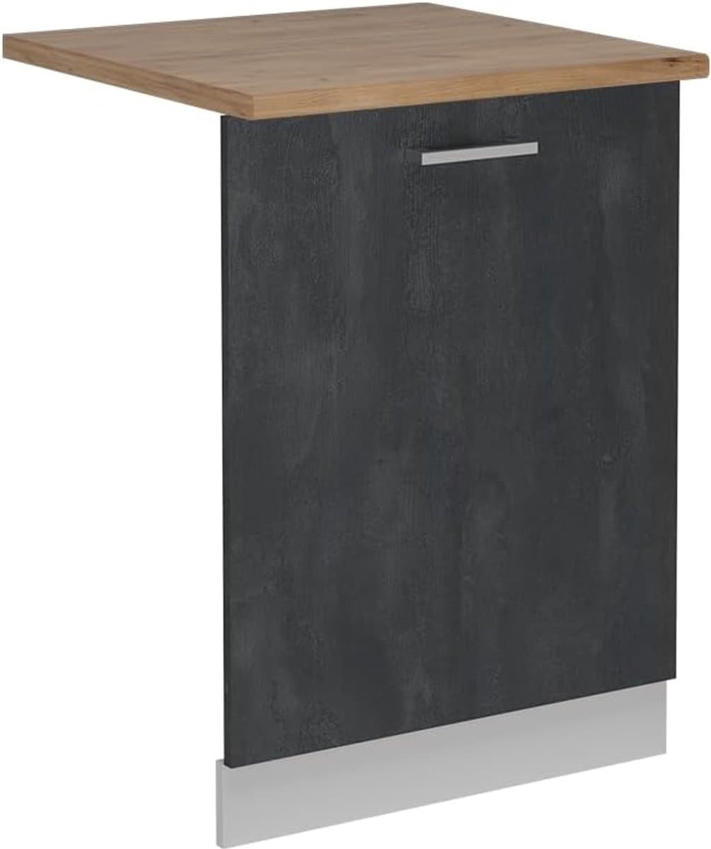 Vaatwasserpaneel - Keukenfront - Keuken Integratie - Flexibele Verstelling - 45 cm breed - Zwart Beton — afbeelding 1